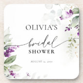Lila Greenery Lavender Brautparty Untersetzer (Vorderseite)