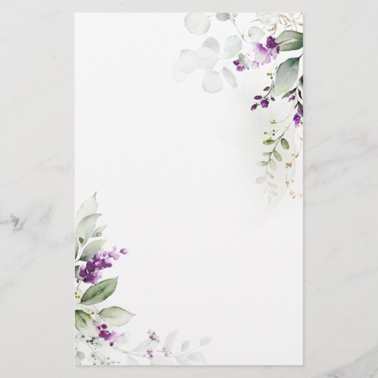 Lila Greenery Lavender Bridal Bingo (Rückseite)