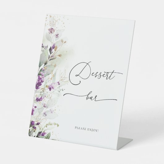 Lila Greenery Lavender Dessert Bar Sign Sockelschild (Vorderseite)
