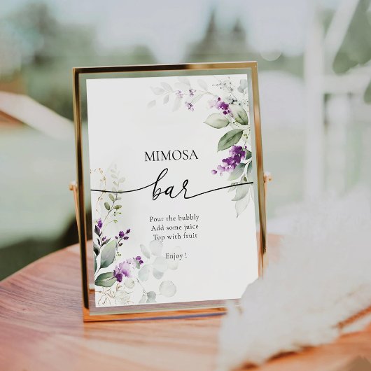 Lila Greenery Lavender Mimosa Bar Sign Sockelschild