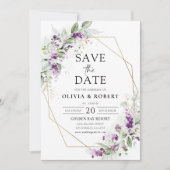 Lila Greenery Lavender Save the Date (Vorderseite)