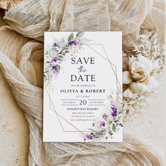Lila Greenery Lavender Save the Date