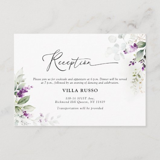 Lila Greenery Lavender Wedding Begleitkarte (Vorderseite)