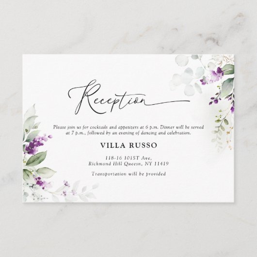 Lila Greenery Lavender Wedding Begleitkarte (Vorderseite)