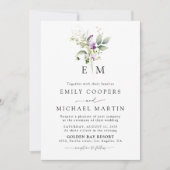 Lila Greenery Lavender Wedding Einladung (Vorderseite)