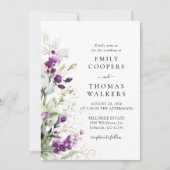 Lila Greenery Lavender Wedding Einladung (Vorderseite)