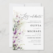Lila Greenery Lavender Wedding Einladung (Vorderseite)