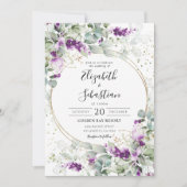 Lila Greenery Lavender Wedding Einladung (Vorderseite)