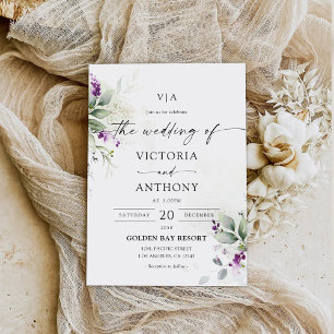 Lila Greenery Lavender Wedding Einladung