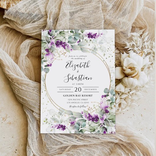 Lila Greenery Lavender Wedding Einladung