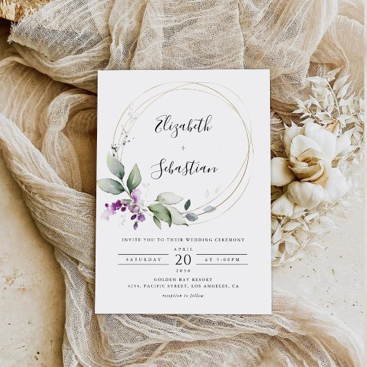 Lila Greenery Lavender Wedding Einladung
