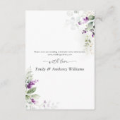 Lila Greenery Lavender Wedding Enclosure Card Begleitkarte (Rückseite)