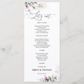 Lila Greenery Lavender Wedding Menü Menükarte (Vorderseite)