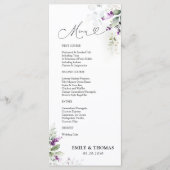 Lila Greenery Lavender Wedding Menü Menükarte (Vorderseite)