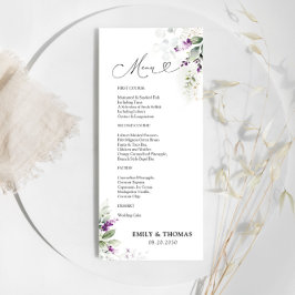 Lila Greenery Lavender Wedding Menü Menükarte
