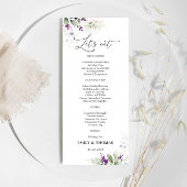 Lila Greenery Lavender Wedding Menü Menükarte