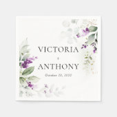 Lila Greenery Lavender Wedding Napkins Serviette (Vorderseite)