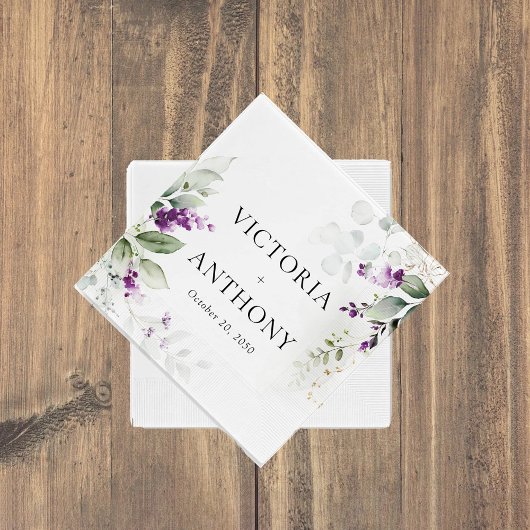 Lila Greenery Lavender Wedding Napkins Serviette