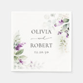Lila Greenery Lavender Wedding Napkins Serviette (Vorderseite)