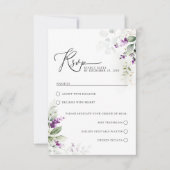 Lila Greenery Lavender Wedding RSVP Card (Vorderseite)