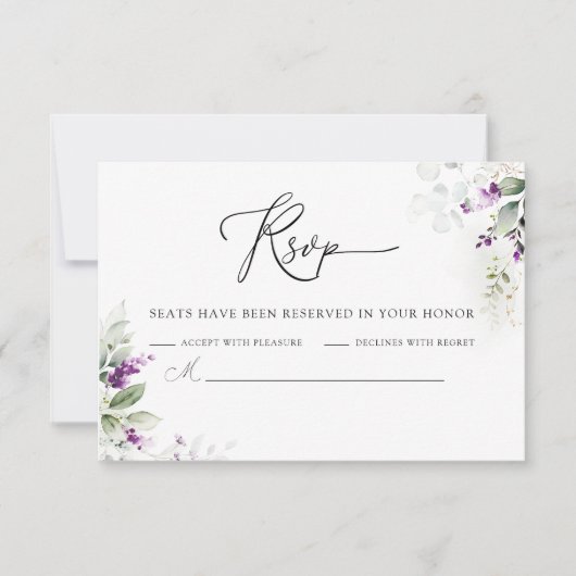 Lila Greenery Lavender Wedding RSVP Card (Vorderseite)