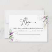 Lila Greenery Lavender Wedding RSVP Card Karte (Vorderseite)