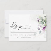 Lila Greenery Lavender Wedding RSVP Card Karte (Vorderseite)