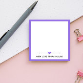 Lila Grenze und Herz mit Liebe von Post-it Klebezettel