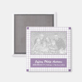 Lila Grid-Foto Magnet (Vorderseite/Rückseite)