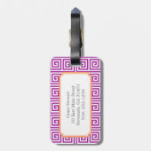 Lila griechisches geometrisches gepäckanhänger (Rückseite vertikal)