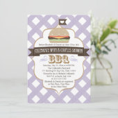 Lila GRILLEN Paare Polterabend Einladungen (Stehend Vorderseite)