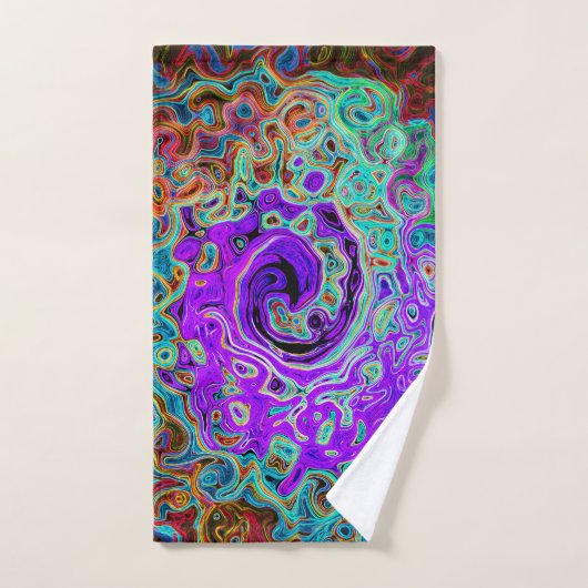 Lila Groovy Abstrakt Retro Liquid Swirl Badhandtuch Set (Handtuch)