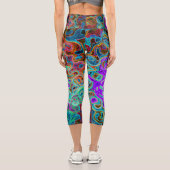 Lila Groovy Abstrakt Retro Liquid Swirl Capri Leggings (Rückseite)