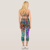 Lila Groovy Abstrakt Retro Liquid Swirl Capri Leggings (Rückseite)