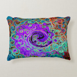 Lila Groovy Abstrakt Retro Liquid Swirl Dekokissen