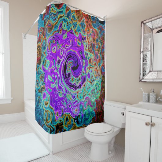 Lila Groovy Abstrakt Retro Liquid Swirl Duschvorhang (Beispiel)