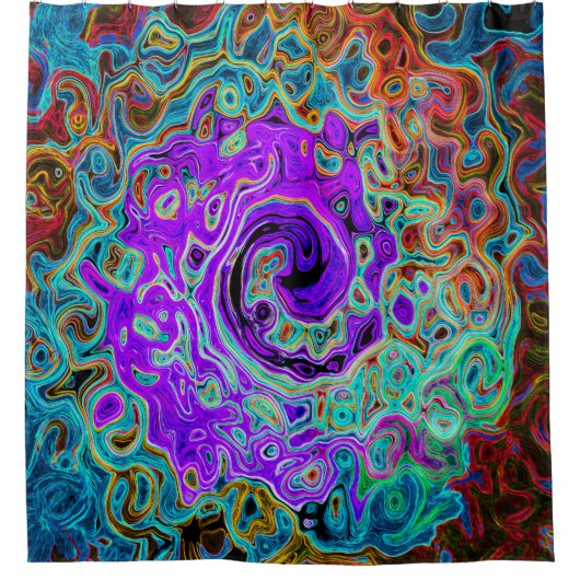 Lila Groovy Abstrakt Retro Liquid Swirl Duschvorhang (Vorderseite)