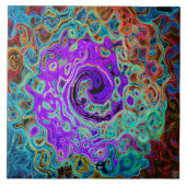 Lila Groovy Abstrakt Retro Liquid Swirl Fliese (Vorderseite)