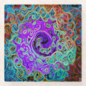 Lila Groovy Abstrakt Retro Liquid Swirl Glasuntersetzer (Vorderseite)