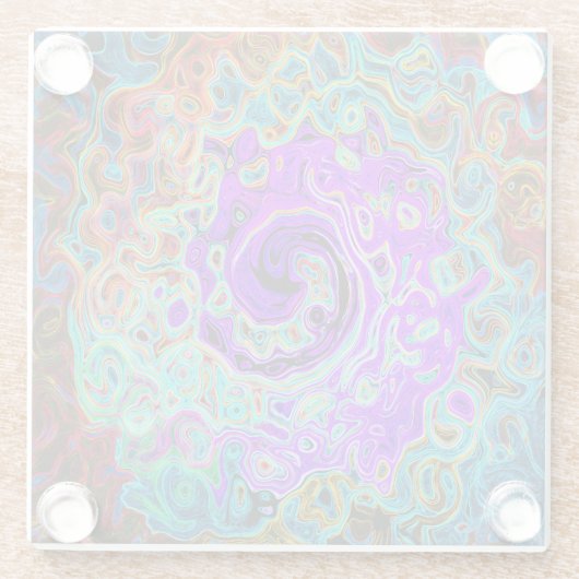 Lila Groovy Abstrakt Retro Liquid Swirl Glasuntersetzer (Rückseite)
