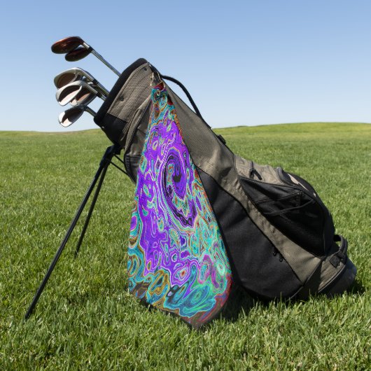 Lila Groovy Abstrakt Retro Liquid Swirl Golfhandtuch (Gras)