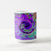 Lila Groovy Abstrakt Retro Liquid Swirl Kaffeetasse (Mittel)