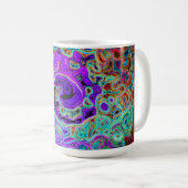 Lila Groovy Abstrakt Retro Liquid Swirl Kaffeetasse (VorderseiteRechts)