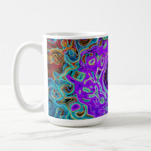 Lila Groovy Abstrakt Retro Liquid Swirl Kaffeetasse (Links)