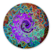 Lila Groovy Abstrakt Retro Liquid Swirl Keramikknauf (Vorderseite)