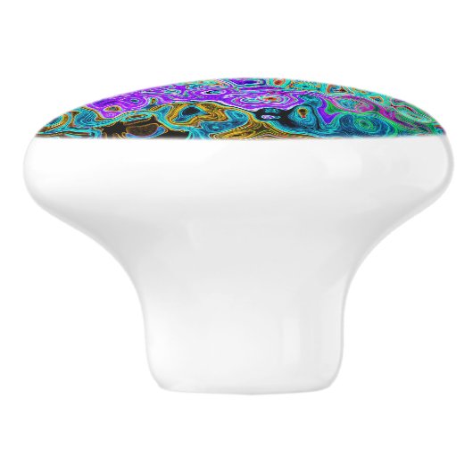 Lila Groovy Abstrakt Retro Liquid Swirl Keramikknauf (Seitenansicht)