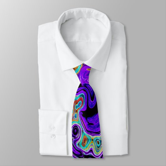 Lila Groovy Abstrakt Retro Liquid Swirl Krawatte (Gebunden)