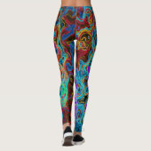 Lila Groovy Abstrakt Retro Liquid Swirl Leggings (Rückseite)