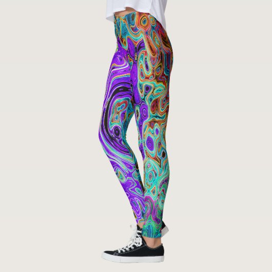 Lila Groovy Abstrakt Retro Liquid Swirl Leggings (Links)