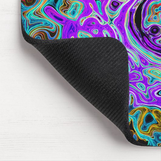 Lila Groovy Abstrakt Retro Liquid Swirl Mousepad (Ecke)